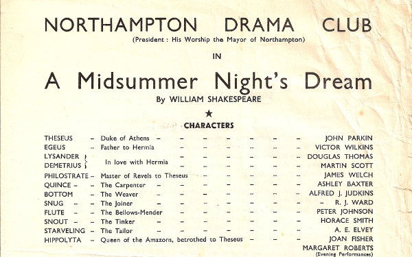 Programme for A Midsummer Night's Dream