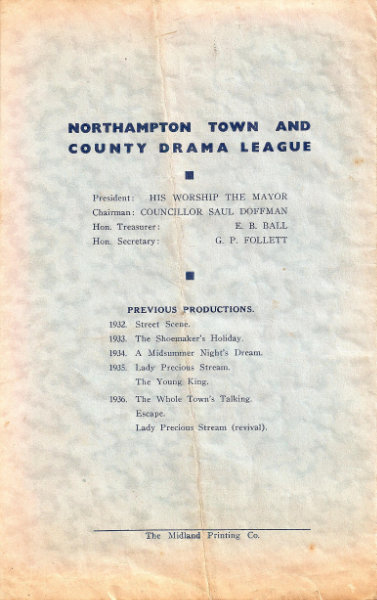Programme for Jonah and the Whale