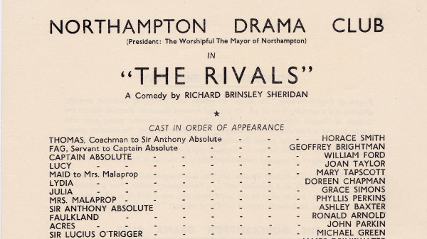 Northampton Drama Club (Masque Theatre): The Rivals (1949)